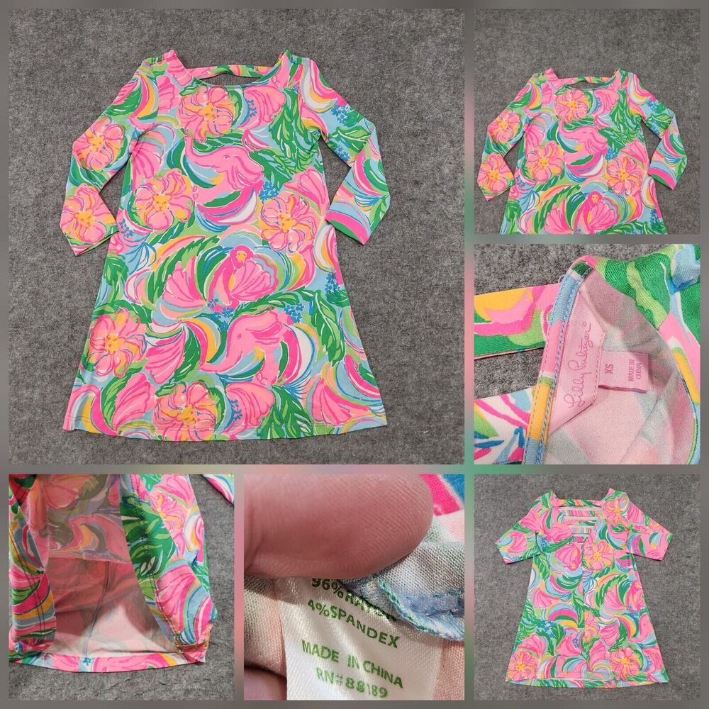 Lilly Pulitzer Womens XS Ophelia So A Peeling Swing Dress Elephant Floral Summer